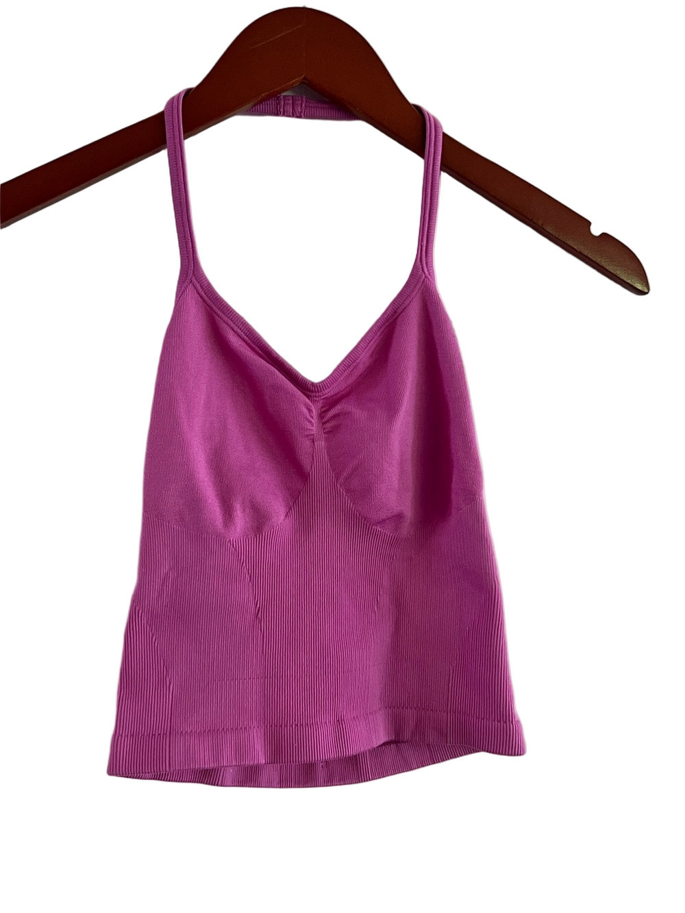 Seamed Ribbed Spaghetti-Strap Camisole - Pink